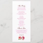 熱帯フローラ結婚式 プログラム (裏面)