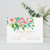 熱帯フローラ結婚式RSVPカード 出欠カード (スタンド正面)
