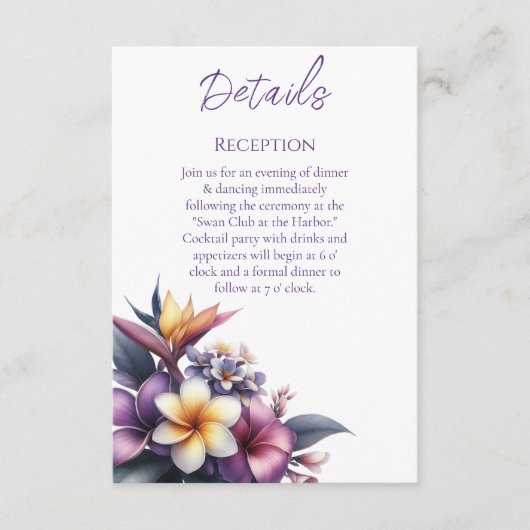 熱帯フローラ結婚詳細 エンクロージャーカード (正面)