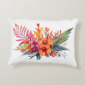 熱帯フローラ花ピンクピーチイエローオレンジ アクセントクッション (裏面)