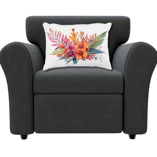 熱帯フローラ花ピンクピーチイエローオレンジ アクセントクッション