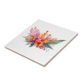 熱帯フローラ花ピンクピーチイエローオレンジ タイル (側面)