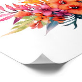 熱帯フローラ花ピンクピーチイエローオレンジ ポスター (角)