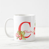 熱帯フローラ花モノグラムマグ コーヒーマグカップ (左)