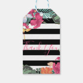 熱帯フローラ葉花白黒ストライプ ギフトタグ (裏面)