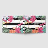 熱帯フローラ葉花白黒ストライプ ゲストブック (全面)