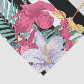 熱帯フローラ葉花白黒ストライプ 薄葉紙 (詳細)