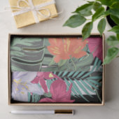 熱帯フローラ葉花白黒ストライプ 薄葉紙 (ギフト)