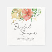 熱帯フローラ行先結婚式ブライダルシャワー スタンダードカクテルナプキン (正面)