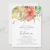 熱帯フローラ行先結婚式ブライダルシャワー 招待状 (正面)
