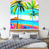 熱帯フローラ装飾用クッション キャンバスプリント (インサイチュ (寝室))