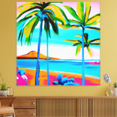 熱帯フローラ装飾用クッション キャンバスプリント (インサイチュ (リビング))