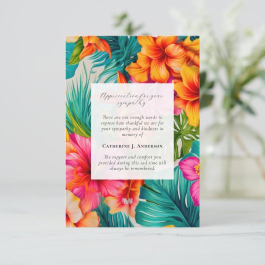 熱帯フローラ記念写真悔やみや弔慰葬儀 サンキューカード (スタンド正面)
