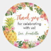 熱帯フローラ誕生日ステッカーラベル ラウンドシール (正面)