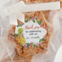 熱帯フローラ誕生日ステッカーラベル