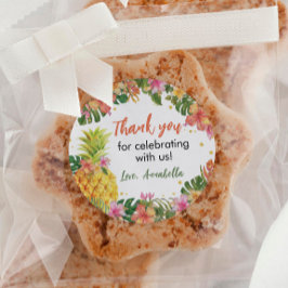 熱帯フローラ誕生日ステッカーラベル ラウンドシール