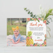 熱帯フローラ誕生日写真サンキューカード サンキューカード (スタンド正面)