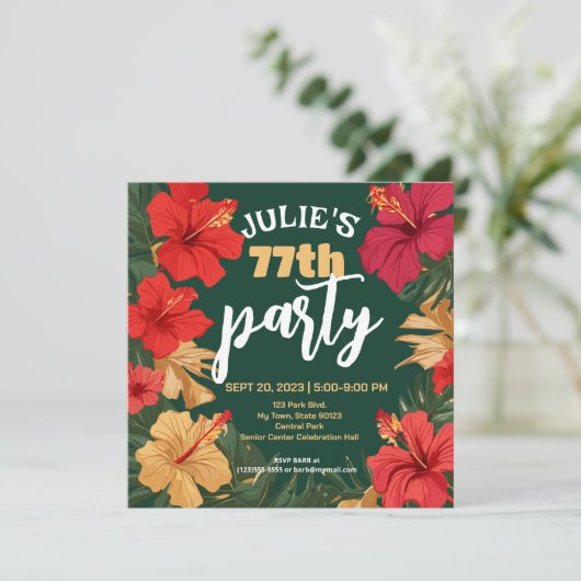 熱帯フローラ誕生日招待状カスタマイズ 招待状 (スタンド正面)