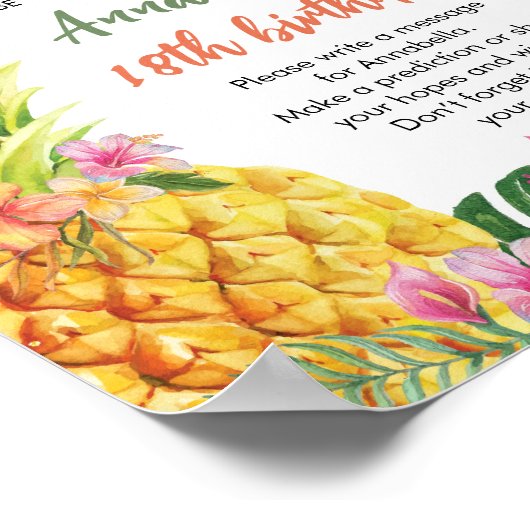 熱帯フローラ誕生日時間カプセル標識 ポスター (角)