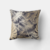 熱帯フローラ金ゴールドとネイビーブルー クッション (裏面)