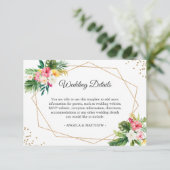 熱帯フローラ金ゴールドウェディングレセプション詳細 エンクロージャーカード (スタンド正面)