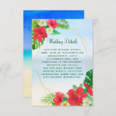 熱帯フローラ金ゴールドビーチ結婚式詳細 エンクロージャーカード (正面/裏面)