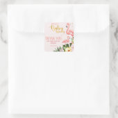 熱帯フローラ金ゴールドピンクフラミンゴベビーシャワー スクエアシール (バッグ)