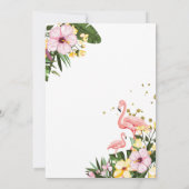熱帯フローラ金ゴールドフラミンゴベビーシャワー 招待状 (裏面)