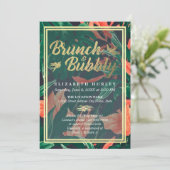 熱帯フローラ金ゴールドフレームハワイアンブライダルシャワー 招待状 (スタンド正面)