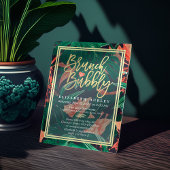 熱帯フローラ金ゴールドフレームハワイアンブライダルシャワー 招待状