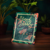 熱帯フローラ金ゴールドフレームハワイアンブライダルシャワー 招待状