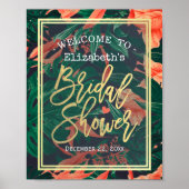 熱帯フローラ金ゴールドフレームブライダルシャワーへようこそ ポスター (正面)