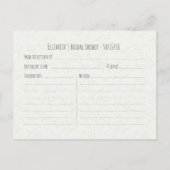 熱帯フローラ金ゴールドフレームブライダルシャワーレシピ インビテーションポストカード (裏面)