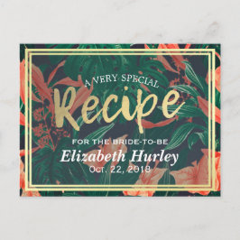 熱帯フローラ金ゴールドフレームブライダルシャワーレシピ インビテーションポストカード