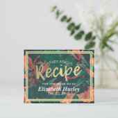 熱帯フローラ金ゴールドフレームブライダルシャワーレシピ インビテーションポストカード (スタンド正面)