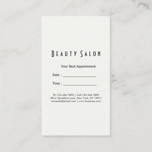 熱帯フローラ金ゴールドフレームメイクアップ美しいサロン 予約カード (裏面)