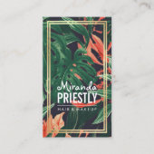 熱帯フローラ金ゴールドフレームメイクアップ美しいサロン 予約カード (正面)