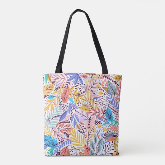 熱帯フローラ黄色とオレンジ色のモノグラムトート トートバッグ (裏面)