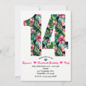 熱帯フローラ14 14th誕生日パーティーへの招待 招待状 (正面)