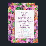 熱帯フローラ60th誕生日パーティー 招待状<br><div class="desc">明るい熱帯エレガントフローラ60番目のバースデーパーティ招待状エレガントは、ジャスミン葉、ハイビスカス、プルメリア、パラダイスの鳥や熱帯のなどモダン、熱帯水色の花を持つ。あなたの贅沢なお祝いやルアウ（ハワイ式宴会）に最適。年は簡単に変えられる。おもし問い合わせ先は連絡cedarandstring@gmail.comでお問い合わせ。</div>