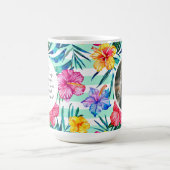 熱帯フローラ |アクアストライプ |母の日の写真 コーヒーマグカップ (中央)