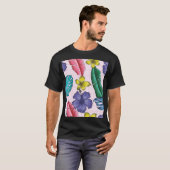 熱帯フローラ:シームレス葉なパターン Tシャツ (正面フル)