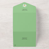 熱帯フローラ、セージの白いプルメリア結婚、 オールインワン招待状 (外側)