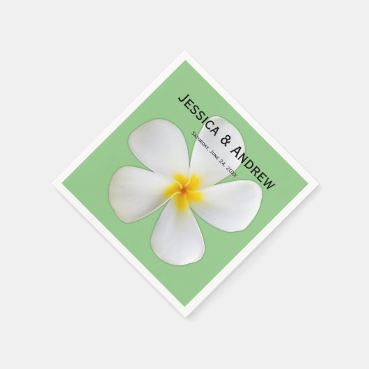 熱帯フローラ、セージの白いプルメリア結婚、 スタンダードカクテルナプキン (角)