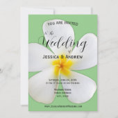 熱帯フローラ、セージの白いプルメリア結婚、 招待状 (正面)