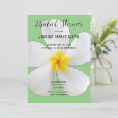 熱帯フローラ、セージの白いプルメリア、ブライダル 招待状 (スタンド正面)
