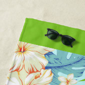 熱帯フローラ(ダークグリーン縁どビーチタオル付き) ビーチタオル (インサイチュ)