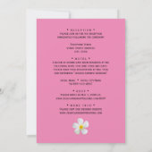 熱帯フローラ、ピンクの白いプルメリア結婚、 招待状 (裏面)