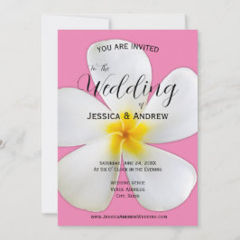 熱帯フローラ、ピンクの白いプルメリア結婚、 招待状