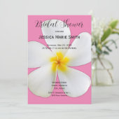 熱帯フローラ、ピンクの白いプルメリア、ブライダル 招待状 (スタンド正面)